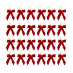 Jingle Jollys 24Pcs Red Velvet Christmas Bows Tree Decorations Xmas Decor - Image 3