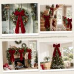Jingle Jollys Red Velvet Christmas Bows Tree Decorations Xmas Ornaments - Image 5