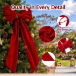 Jingle Jollys Red Velvet Christmas Bows Tree Decorations Xmas Ornaments - Image 6