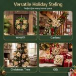 Jingle Jollys 10Pcs Christmas Tree Flower Set Garland Wreath Poinsettia Decorations - Image 6