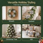 Jingle Jollys 20Pcs Christmas Tree Flower Set Garland Wreath Poinsettia Decorations - Image 6