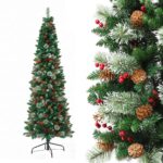 Jingle Jollys 2.1m Artificial Slim Christmas Tree Pine Cone Berry Decor Corner