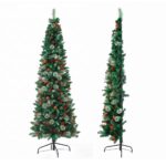 Jingle Jollys 2.1m Artificial Slim Christmas Tree Pine Cone Berry Decor Corner - Image 3