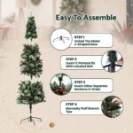 Jingle Jollys 2.1m Artificial Slim Christmas Tree Pine Cone Berry Decor Corner - Image 6