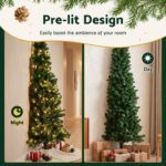 Jingle Jollys 2.4m Pre-Lit Christmas Tree Slim Pencil Xmas Tree Corner Tree - Image 6