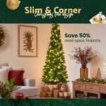 Jingle Jollys 2.4m Pre-Lit Christmas Tree Slim Pencil Xmas Tree Corner Tree - Image 7