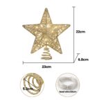 Jingle Jollys 3D Christmas Tree Topper Star 20 Warm LED Lights Gold Glitter - Image 2