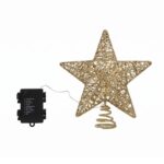 Jingle Jollys 3D Christmas Tree Topper Star 20 Warm LED Lights Gold Glitter - Image 3