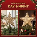Jingle Jollys 3D Christmas Tree Topper Star 20 Warm LED Lights Gold Glitter - Image 5