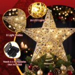 Jingle Jollys 3D Christmas Tree Topper Star 20 Warm LED Lights Gold Glitter - Image 8