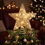 Jingle Jollys 3D Christmas Tree Topper Star 20 Warm LED Lights Gold Glitter - Image 10