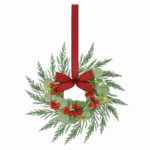 Jingle Jollys 6x Christmas Wreath Garland 26cm Pre-lit Wreaths Red Berries Bow - Image 3