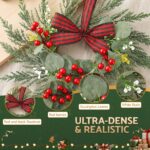 Jingle Jollys 6x Christmas Wreath Garland 26cm Pre-lit Wreaths Red Berries Bow - Image 4
