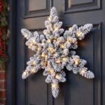 Jingle Jollys 60cm Flocked Snowflake Christmas Wreath Garland Pre-Lit 40 LED Light Decor - Image 9