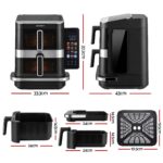 Devanti 12L Air Fryer Dual Basket Stacked 10 Inch Pizza Maker 2800W Touch Black - Image 3