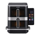 Devanti 12L Air Fryer Dual Basket Stacked 10 Inch Pizza Maker 2800W Touch Black - Image 4