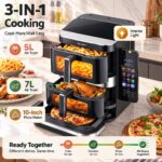 Devanti 12L Air Fryer Dual Basket Stacked 10 Inch Pizza Maker 2800W Touch Black - Image 5
