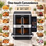 Devanti 12L Air Fryer Dual Basket Stacked 10 Inch Pizza Maker 2800W Touch Black - Image 7