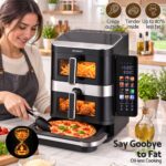 Devanti 12L Air Fryer Dual Basket Stacked 10 Inch Pizza Maker 2800W Touch Black - Image 8