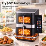 Devanti 12L Air Fryer Dual Basket Stacked 10 Inch Pizza Maker 2800W Touch Black - Image 9