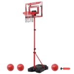 Everfit 2 in 1 Kids Basketball Hoop Adjustable Stand Over Door Scoreboard Red - Image 2