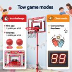 Everfit 2 in 1 Kids Basketball Hoop Adjustable Stand Over Door Scoreboard Red - Image 7