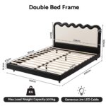 Artiss Double Bed Frame, Floating Design with RGB LED and USB Charging - Image 3