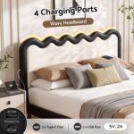 Artiss Double Bed Frame, Floating Design with RGB LED and USB Charging - Image 6
