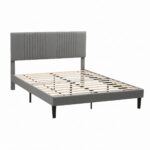 Artiss Double Bed Frame with Adjustable Headboard, Grey, 300kg Capacity - Image 2