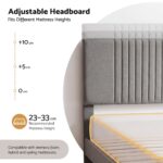 Artiss Double Bed Frame with Adjustable Headboard, Grey, 300kg Capacity - Image 5
