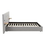 Artiss King Bed Frame with Wide Headboard, Floating Shelves and USB Grey - Image 4
