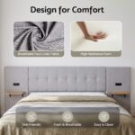 Artiss King Bed Frame with Wide Headboard, Floating Shelves and USB Grey - Image 5