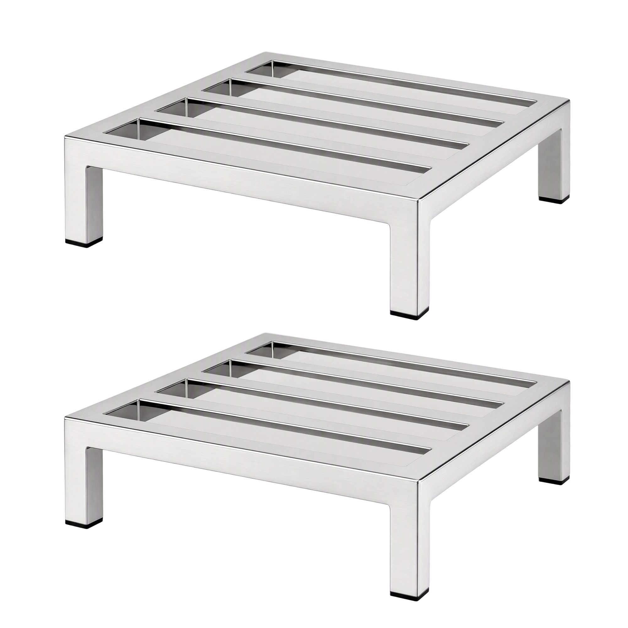 DNR-SS-35X2-00 Giantz 35x35cm Dunnage Rack 2-Pack Stainless Steel Kitchen Floor Stand - Image 1