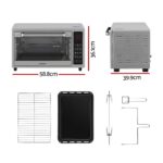 Devanti 48L Convection Oven Electric Fryer Bake Grill Ovens Benchtop 2000W Silver - Image 2