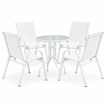 Gardeon 5PC Bistro Set Outdoor Table and Chairs Stackable Patio Furniture White - Image 2