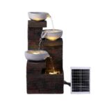 Gardeon Solar Fountain 4 Levels Cascading Bowl Water Feature 75cm Brown - Image 3