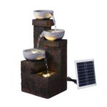 Gardeon Solar Fountain 4 Levels Cascading Bowl Water Feature 75cm Brown - Image 9