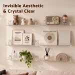Artiss 6-Pack Acrylic Wall Shelves, Clear Floating Display Shelf with Detachable Panels & Front Lip - Image 5