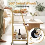 Artiss Bar Cart Trolley Kitchen Island Serving Wine Glass Holder Marble 41cm - Image 5