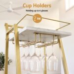 Artiss Bar Cart Trolley Kitchen Island Serving Wine Glass Holder Marble 41cm - Image 7