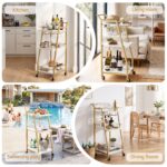 Artiss Bar Cart Trolley Kitchen Island Serving Wine Glass Holder Marble 41cm - Image 8