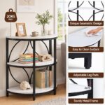 Artiss Semi-Circle End Table 3 Tier Coffee Table Side Nightstand Shelf Marble Effect White&Black - Image 8