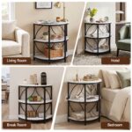 Artiss Semi-Circle End Table 3 Tier Coffee Table Side Nightstand Shelf Marble Effect White&Black - Image 10