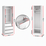 Artiss 2X Wardrobe Clothes Closet Storage Organiser Armoire White - Image 4