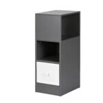 Artiss Narrow Bedside Table Grey Small Side Cabinet 1 Drawer - Image 3