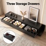Artiss Extendable TV Unit 200CM 3 Storage Drawers Dark Walnut & Black - Image 7