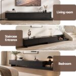 Artiss Extendable TV Unit 200CM 3 Storage Drawers Dark Walnut & Black - Image 10