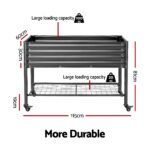 Green Fingers Mobile Raised Garden Bed With Wheels Storage Shelf 81cm Height for Vegetables Herb Charcoal - Image 2