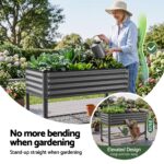 Green Fingers Mobile Raised Garden Bed With Wheels Storage Shelf 81cm Height for Vegetables Herb Charcoal - Image 8