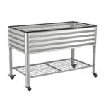 Green Fingers Mobile Raised Garden Bed with Wheels Storage Shelf 81cm Height for Vegetables Herb Silver - Image 3